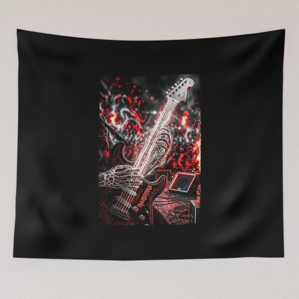 Item preview, Rock Until Death - Skeleton Guitar Metal Concert Fire Passion Art designed and sold by TOTO GUYANA.