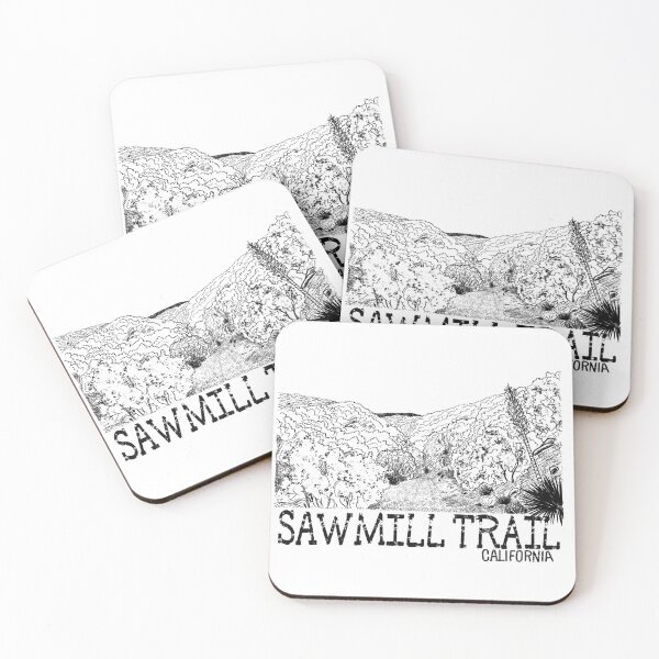 Item preview, Sawmill Trail California - Black Line Art Hiking Illustration designed and sold by TheArtOfTreble.