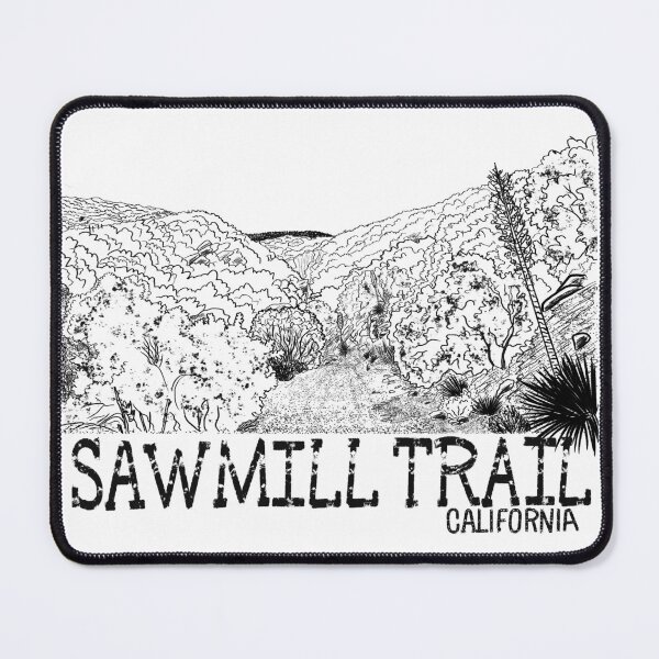 Item preview, Sawmill Trail California - Black Line Art Hiking Illustration designed and sold by TheArtOfTreble.