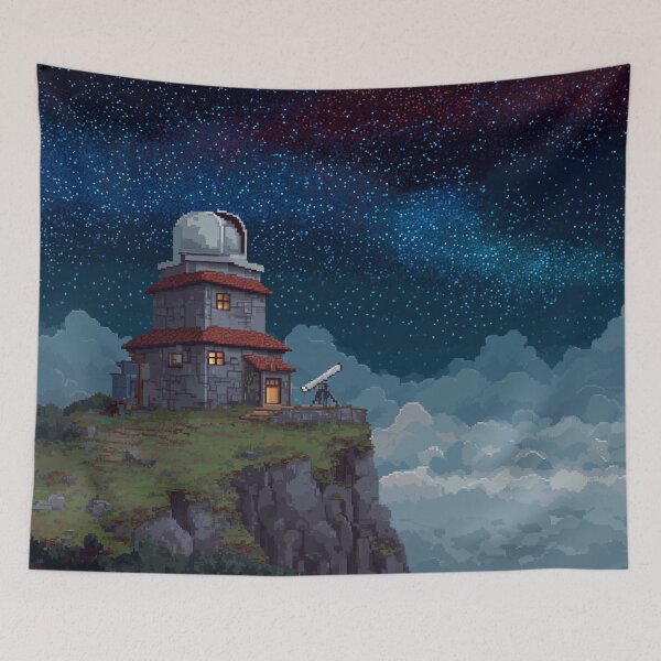 Item preview, Pixel Art Observatory on Starry Cliff designed and sold by Rtymer.