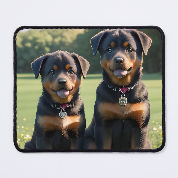 Item preview, Cute Rottweiler Puppy Pair Tongues Out Sunny Park designed and sold by CanineCourier.