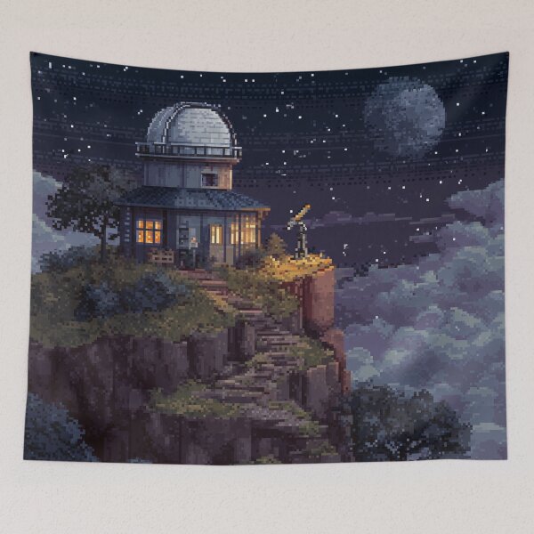 Item preview, Pixel Art Observatory on Starry Cliff designed and sold by Rtymer.