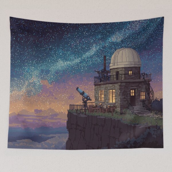 Item preview, Pixel Art Observatory on Starry Cliff designed and sold by Rtymer.