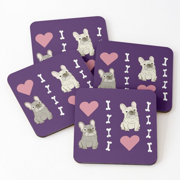 Item preview, French Bulldog, hearts, and bones designed and sold by Mountain-Point.