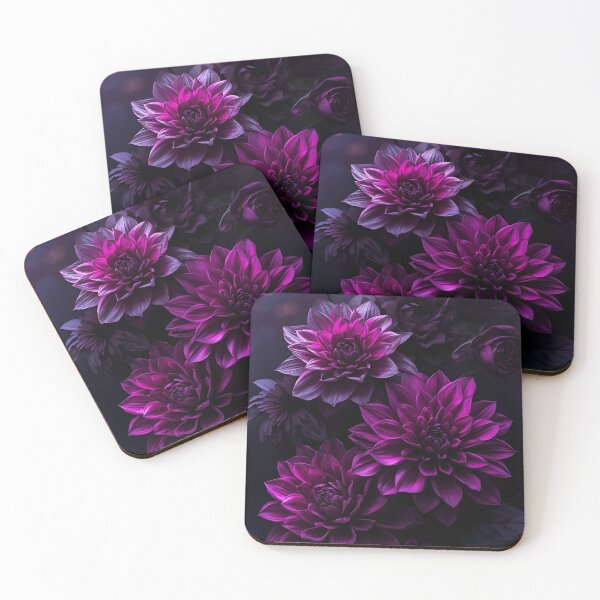 Item preview, Moody Purple Dahlias Floral Art designed and sold by LakLuxe studio .