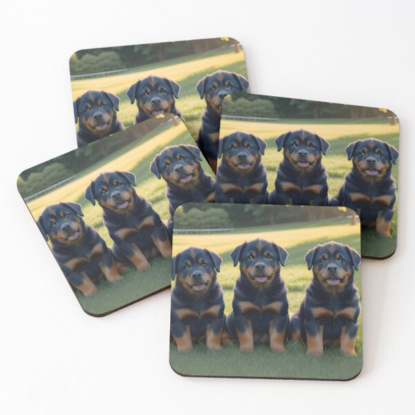 Item preview, Three Rottweiler Puppies Morning Light Open Field designed and sold by CanineCourier.