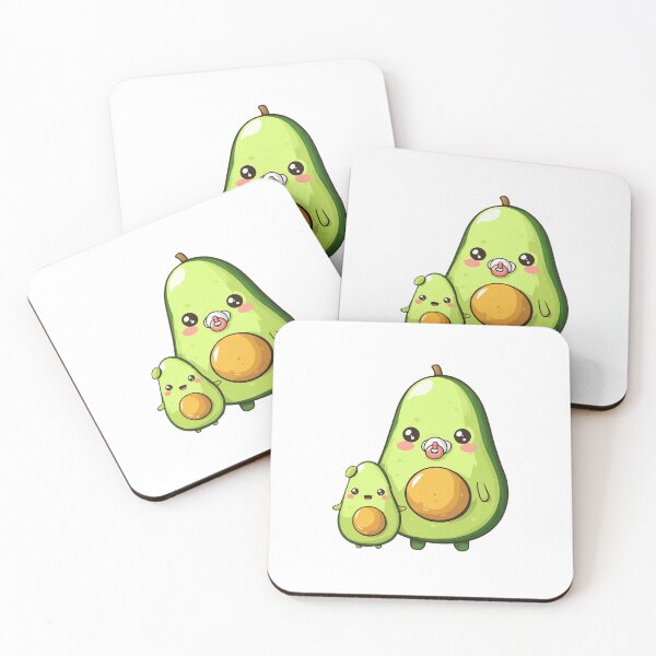 Item preview, Kawaii Avocado Parent and Baby Cute Vegan Family Illustration designed and sold by BigStar-Cart.