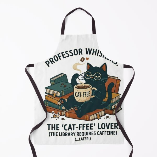 Item preview, Professor Whiskers - The 'Cat-ffee' Lover (Library Requires Caffeine Later) Sticker & Apparel designed and sold by YoThinIT.