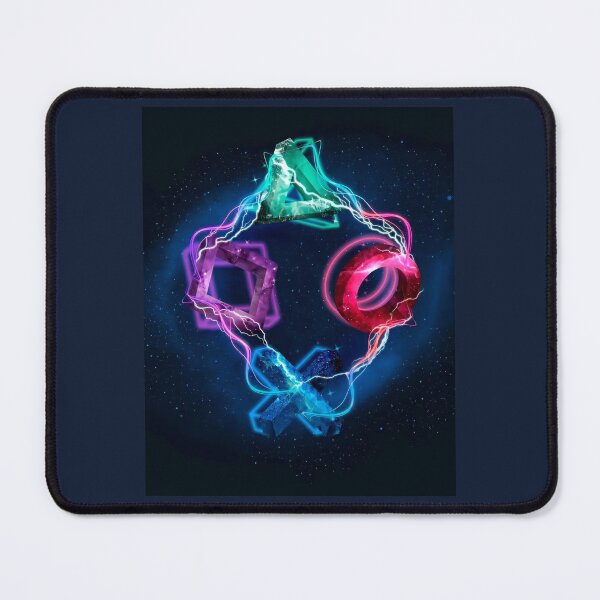 Item preview, Cosmic Neon Gaming Button Design - PlayStation Galactic Energy Style designed and sold by Hipatye26.