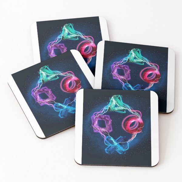 Item preview, Cosmic Neon Gaming Button Design - PlayStation Galactic Energy Style designed and sold by Hipatye26.