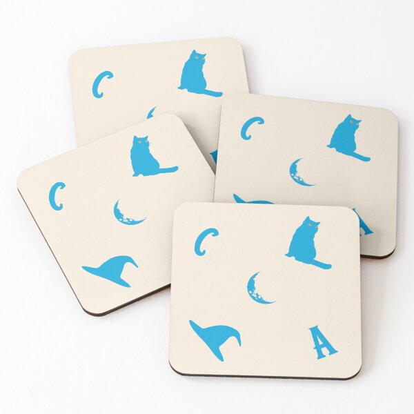 Item preview, Amanda Cadabra Witchy Tile Pattern – Cat, Moon & Hat Design - Blue on Gold designed and sold by Amanda-Cadabra.