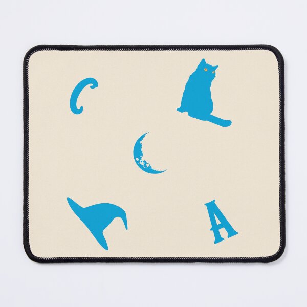 Item preview, Amanda Cadabra Witchy Tile Pattern – Cat, Moon & Hat Design - Blue on Gold designed and sold by Amanda-Cadabra.