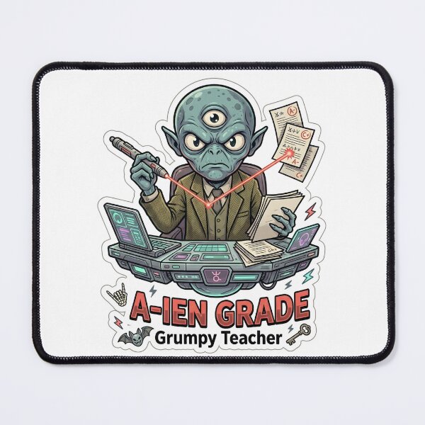 Item preview, Grumpy Three-Eyed Alien Teacher Grading Papers designed and sold by Kvarny.