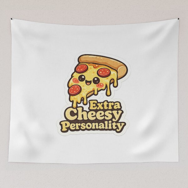 Item preview, Extra Cheesy Personality – Cute Pizza Slice Cartoon designed and sold by Samuel	 Collings.