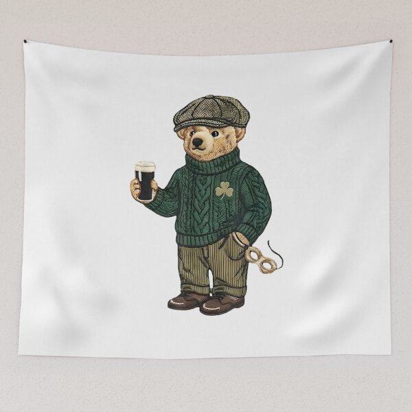 Item preview, Vintage Cool Funny Teddy Bear Feeling Lucky Drinking St Patricks Day designed and sold by BousinilyArt.