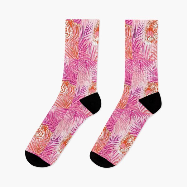 Item preview, Pink and Orange Tropical Tiger Design - Modern Botanical Art Style designed and sold by Hipatye26.