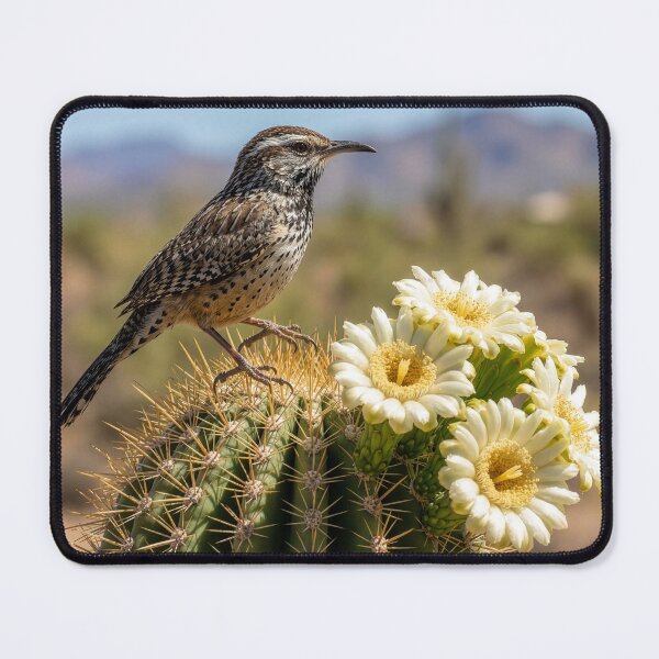 Item preview, Cactus Wren on Flowering Saguaro designed and sold by Tridentulus.