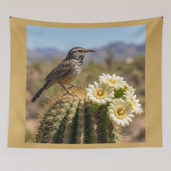 Item preview, Cactus Wren on Flowering Saguaro designed and sold by Tridentulus.