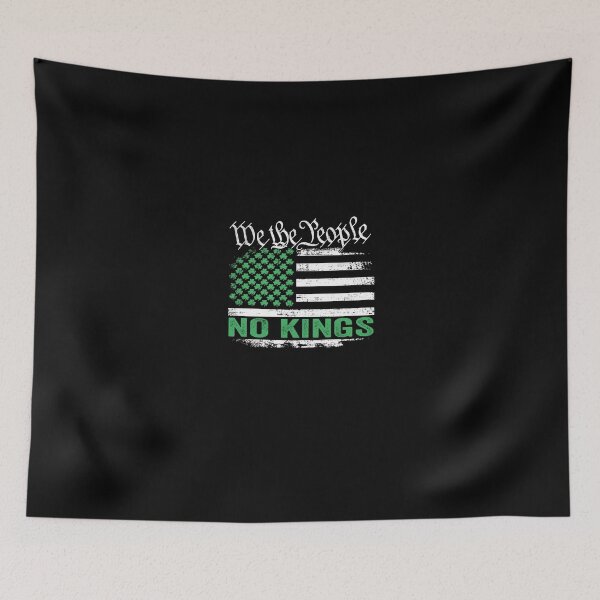 Item preview, No Kings in America US Flag Vintage Shamrocks for St Patricks Day designed and sold by closureshipoden.