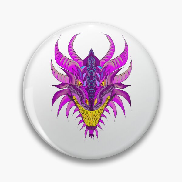 Artikelvorschau, Fuchsiara Wyrm – Neonpinker und türkisfarbener Cyberdrachenkopf entworfen und verkauft von ReignDesignsArt.
