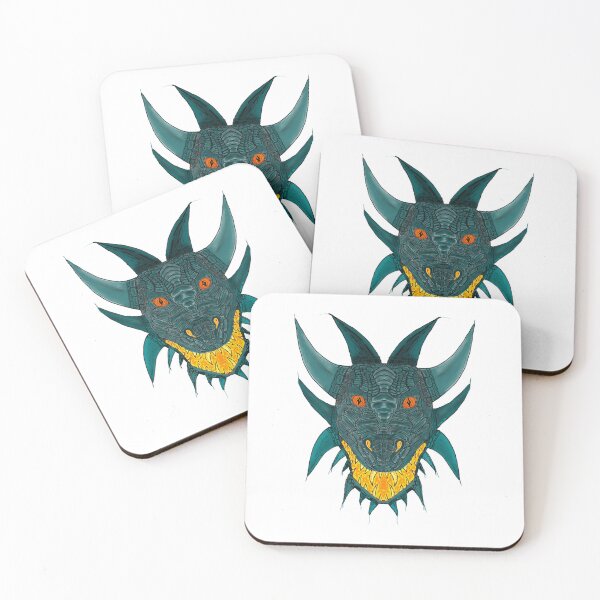 Item preview, Armored Bull Wyrm - Teal and Amber Guardian Dragon Art designed and sold by ReignDesignsArt.