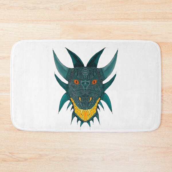Item preview, Armored Bull Wyrm - Teal and Amber Guardian Dragon Art designed and sold by ReignDesignsArt.