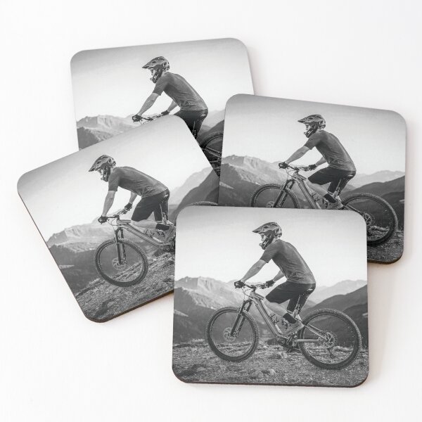 Item preview, Electric Mountain Biker navigating a Rugged Alpine Mountain Ridge Trail designed and sold by Hinson MTB Visuals.