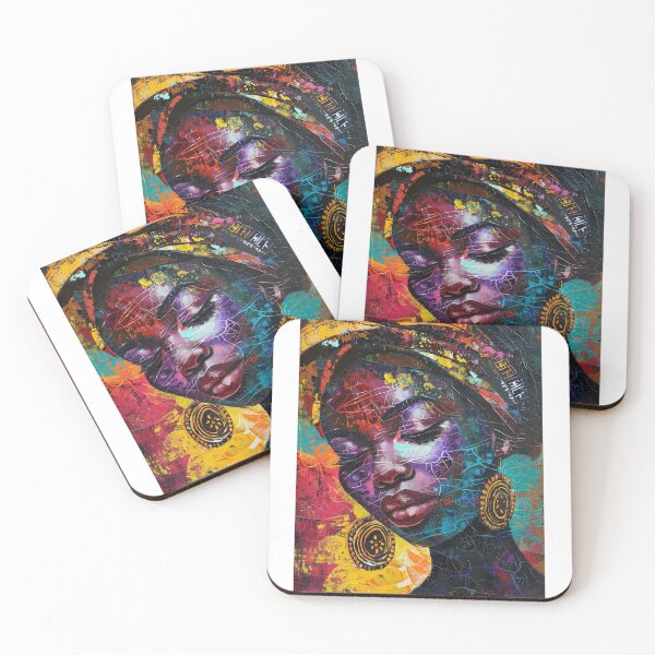 Item preview, African Woman Design Expressionist Painting Art - Textured Rainbow Colors designed and sold by Hipatye26.