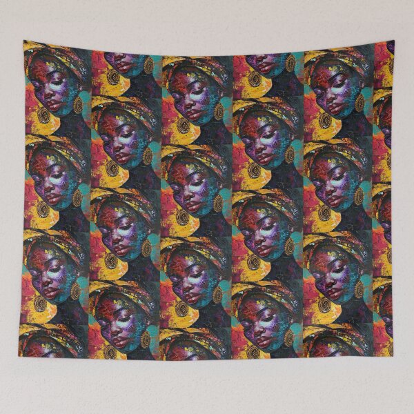 Item preview, African Woman Design Expressionist Painting Art - Textured Rainbow Colors designed and sold by Hipatye26.