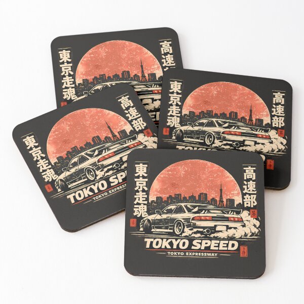 Item preview, Tokyo Speed JDM Drift Car Skyline Sunset Japanese Street Racing Illustration designed and sold by VaporTokyo.