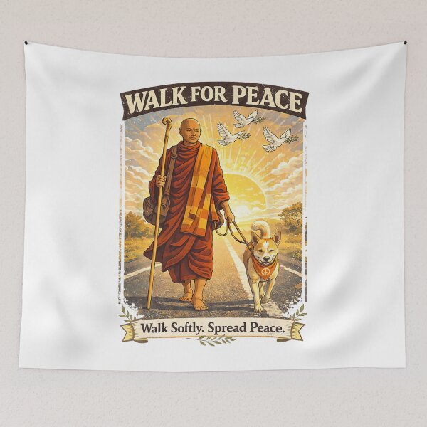 Item preview, Walk for Peace Monks with Aloka The Peace Dog  designed and sold by CristHuds.
