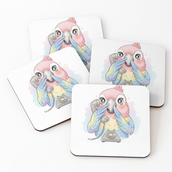 Item preview, Cute Parrot On Retro Phone – Kawaii Watercolor Bird Sticker designed and sold by MongOficial.