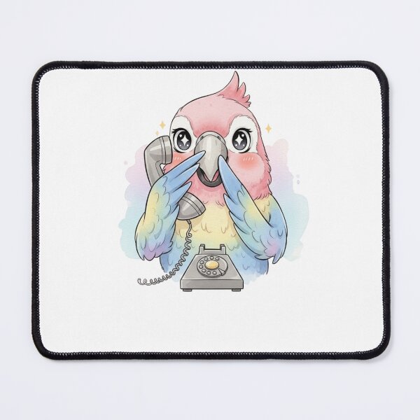 Item preview, Cute Parrot On Retro Phone – Kawaii Watercolor Bird Sticker designed and sold by MongOficial.