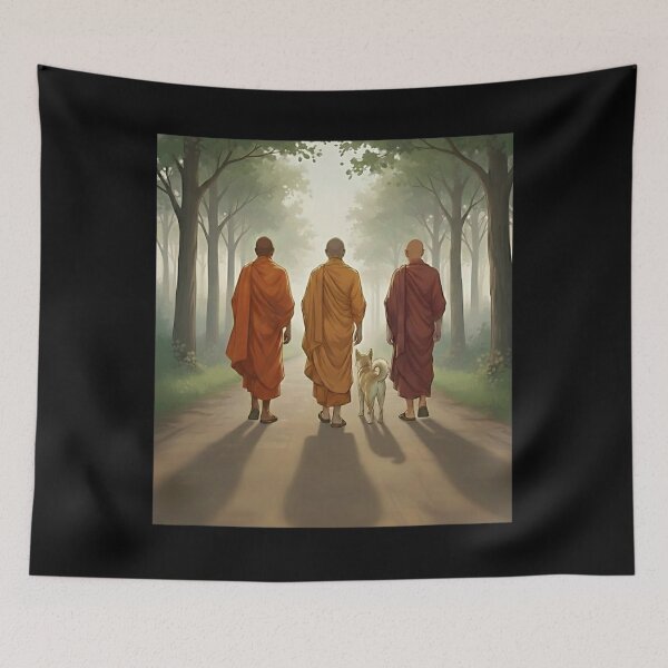 Item preview, Walk for Peace Monks with Dog Buddhist Unity Compassion  designed and sold by CristHuds.