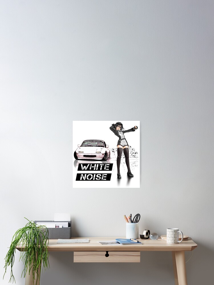 White Miata MX-5 with anime girl 