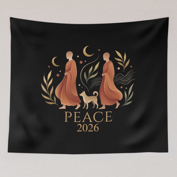 Item preview, Walk Peace 2026 World Peace Monks with Aloka Dog Spiritual  designed and sold by CristHuds.