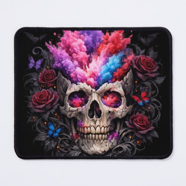 Item preview, Gothic Holi Skull – Dark Floral Powder Burst Fantasy Art designed and sold by CutePearlStudio.