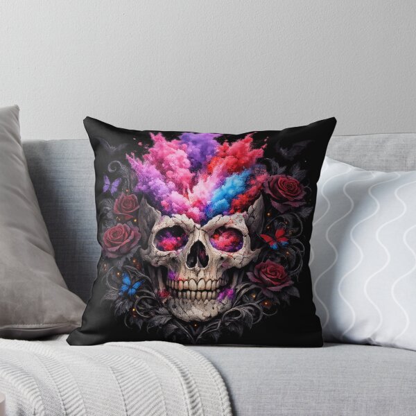Item preview, Gothic Holi Skull – Dark Floral Powder Burst Fantasy Art designed and sold by CutePearlStudio.