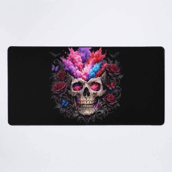 Item preview, Gothic Holi Skull – Dark Floral Powder Burst Fantasy Art designed and sold by CutePearlStudio.
