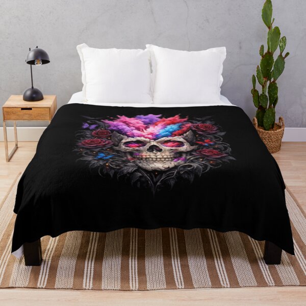 Item preview, Gothic Holi Skull – Dark Floral Powder Burst Fantasy Art designed and sold by CutePearlStudio.