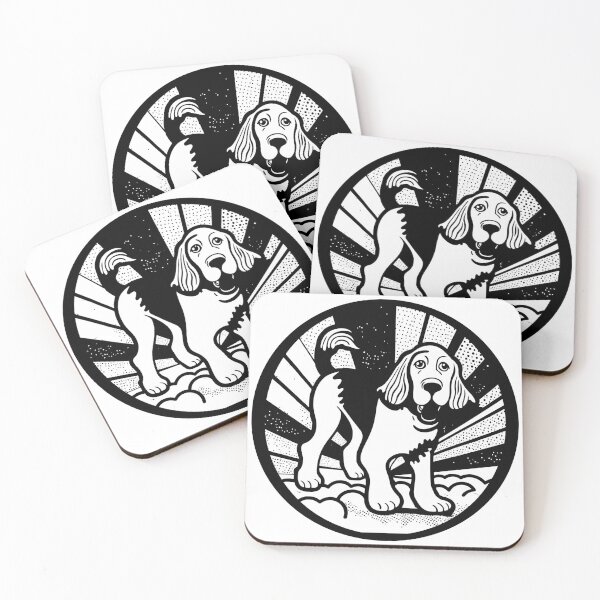 Item preview, Black and White Rainbow Burst Comic Dog designed and sold by Leah Jockel.