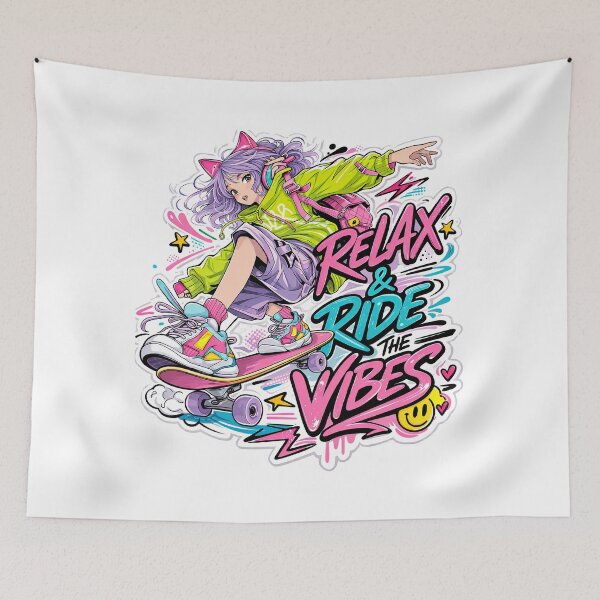 Item preview, Skateboarding Anime Girl, Skateboard Graffiti Art designed and sold by graphic-genie.