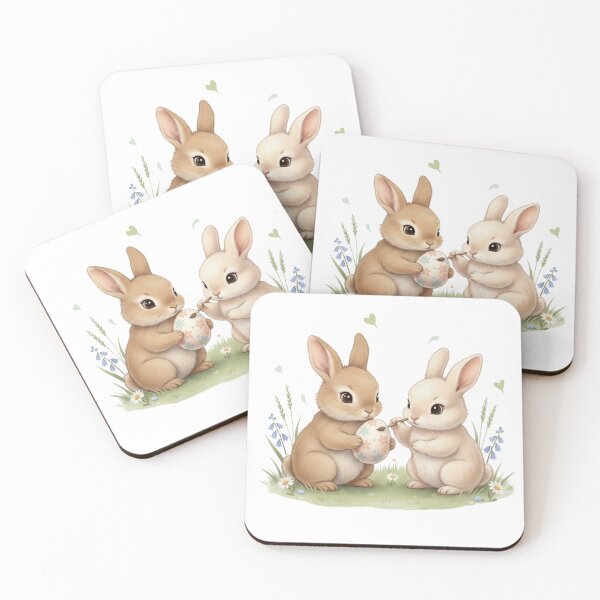 Item preview, Cute Bunny Nursery Art – Soft Pastel Bunny Baby Room Deco designed and sold by HumTumMe.