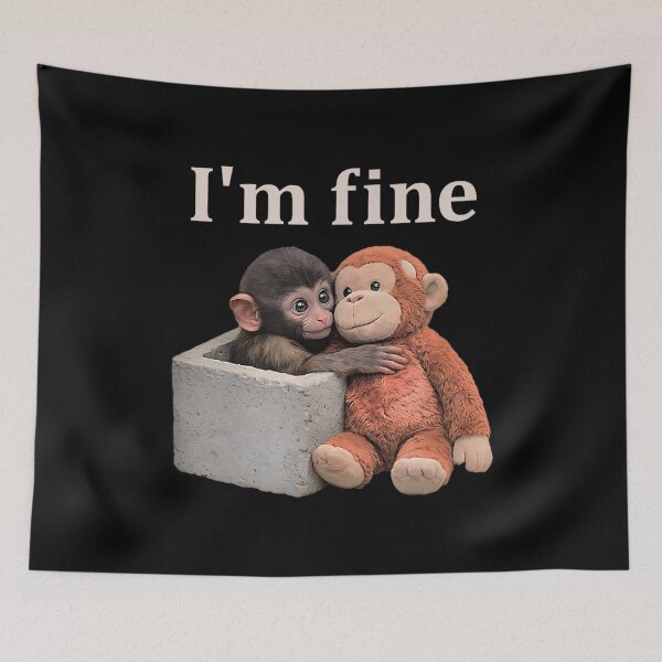 Item preview, Sad Monkey Punch with an Orange Toy I'm Fine designed and sold by BousinilyArt.