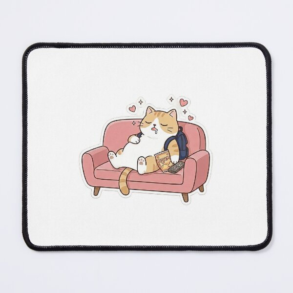 Item preview, Funny Lazy Student Cat Sleeping on Sofa with School Bag designed and sold by NoopnyangStudio.