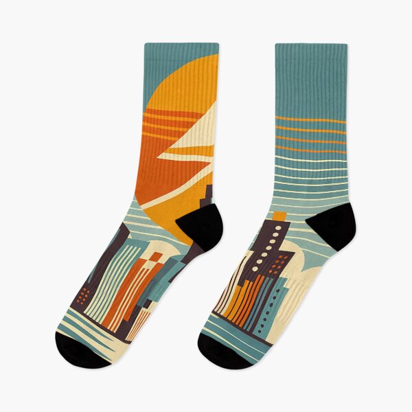 Item preview, Retro Geometric City Skyline Sunset designed and sold by InkSmithery.