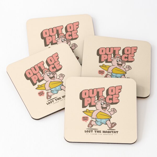 Item preview, Out of Place – Lost the Habitat Found the Courage Funny Pig Surf Design designed and sold by adipra.