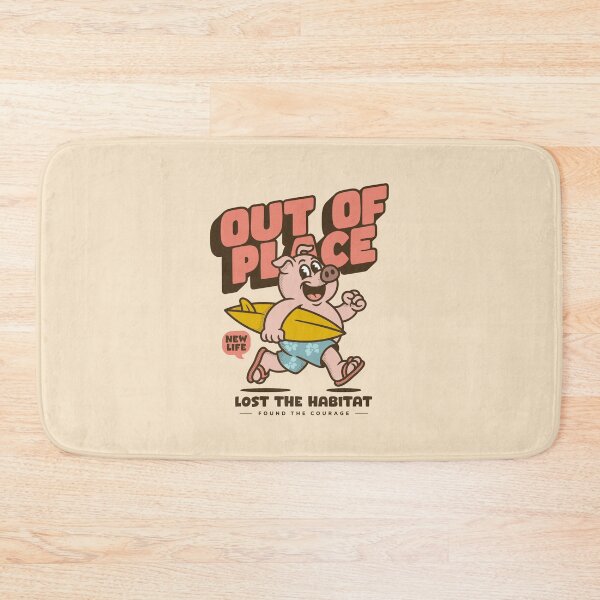 Item preview, Out of Place – Lost the Habitat Found the Courage Funny Pig Surf Design designed and sold by adipra.