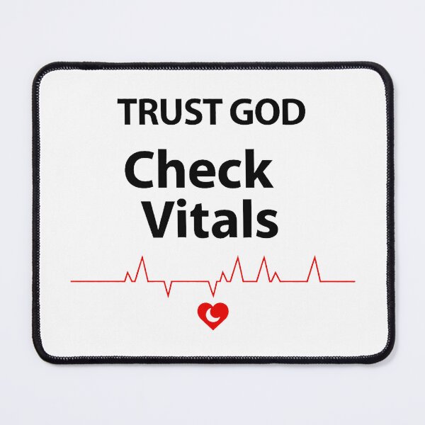 Item preview, Trust God Check Vitals Muslim T-Shirt | Minimal ECG Heart Islamic Streetwear Tee for Tawakkul designed and sold by Vajid Designs .