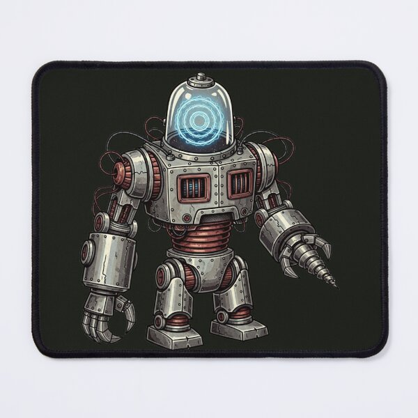 Item preview, Retro Steampunk Worker Robot with Drill Arm - Vintage Sci-Fi Art designed and sold by Dzblack.